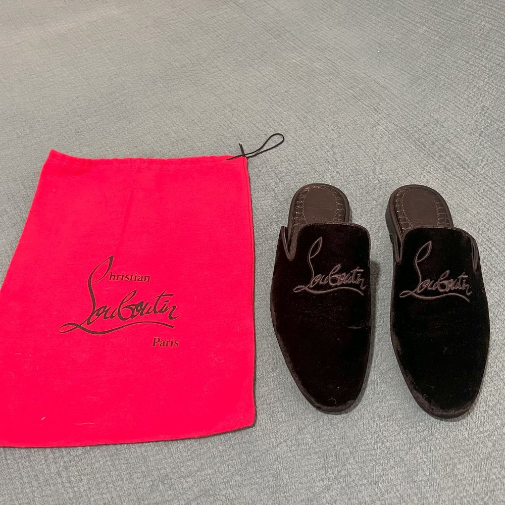 Men's Louboutin Coolito Black Velvet Mule Size 44 (US 11)